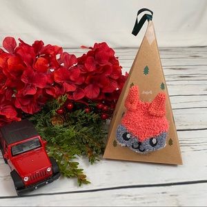 Fuzzy Orange Fox Sock Ornament Box